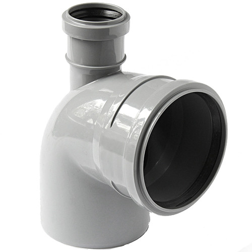 Уголок (отвод) 110*90 с вых. 50 верх внутренней канализации