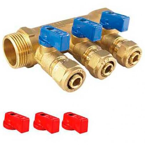 Коллектор с кранами и цангами .3/4 на 3 выхода Millennium