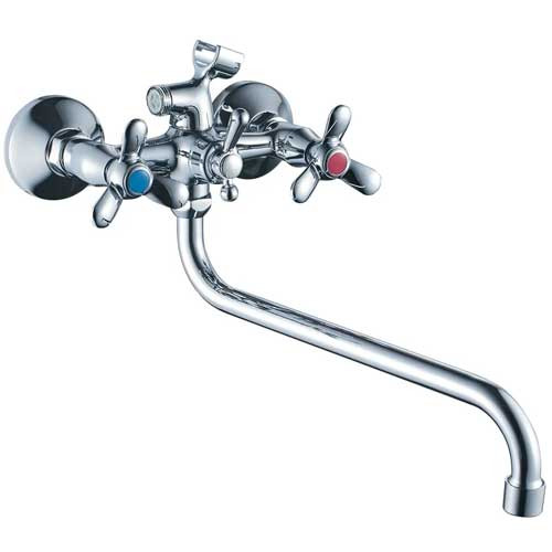Смеситель для ванны HAIBA 2212 с длинным изливом и шаровым переключателем в корпусе, хром