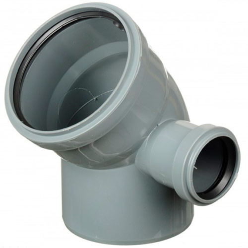 Уголок (отвод) 110*40 с вых. 50 справа внутренней канализации