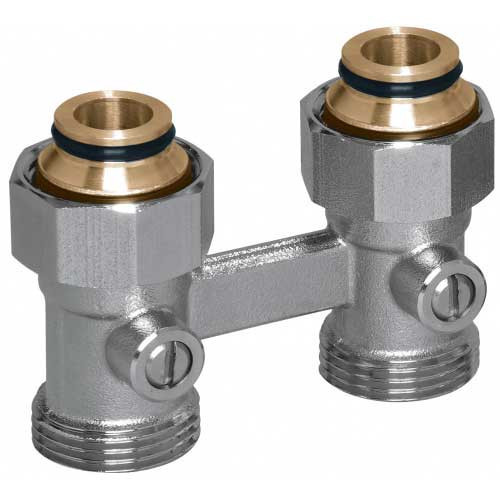 Блок-кран двухтрубный  прямой для нижнего подключения радиаторов (Millennium)