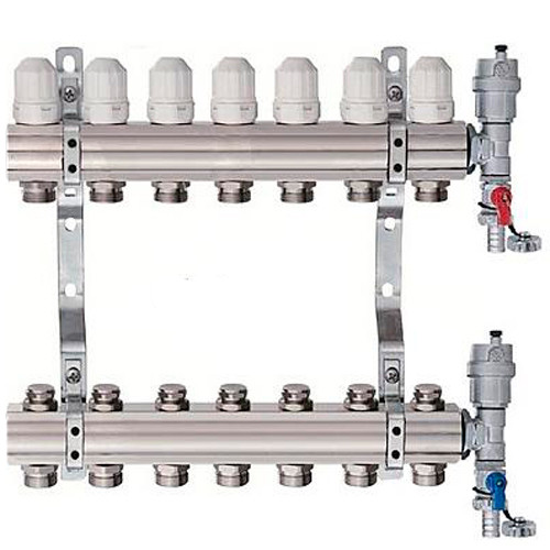 Коллекторная группа без расходомеров 8-вых. Латунь Vieir