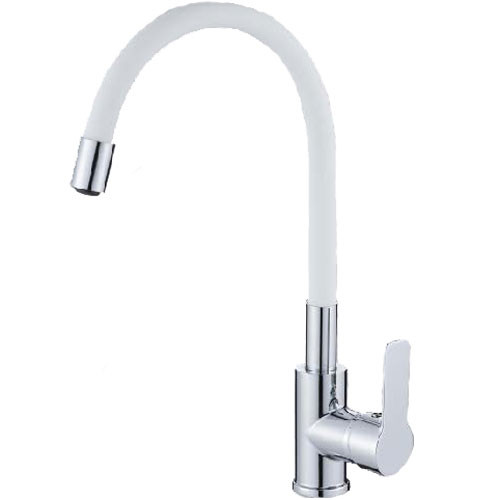 Смеситель для кухни HAIBA 70112-8 силиконовый с гибким изливом (белый)